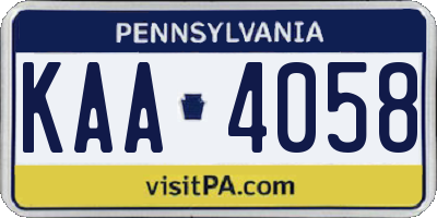 PA license plate KAA4058