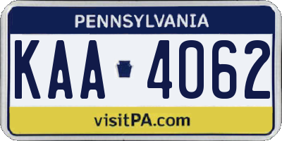 PA license plate KAA4062