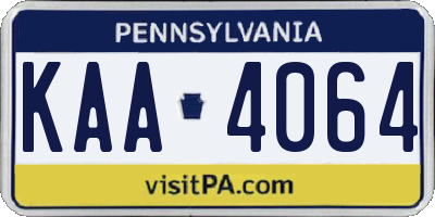PA license plate KAA4064