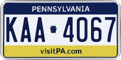 PA license plate KAA4067