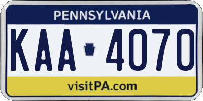PA license plate KAA4070
