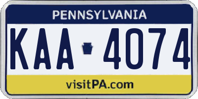 PA license plate KAA4074