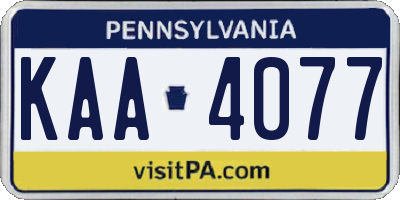 PA license plate KAA4077