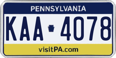 PA license plate KAA4078