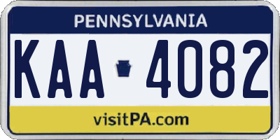 PA license plate KAA4082