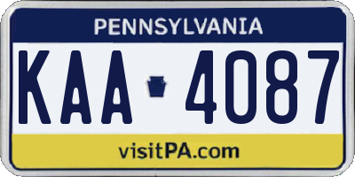 PA license plate KAA4087
