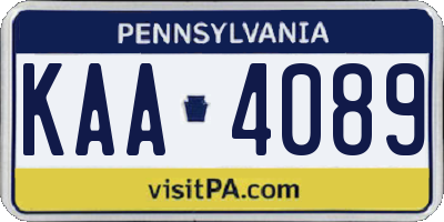 PA license plate KAA4089