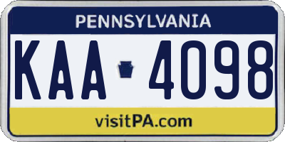 PA license plate KAA4098