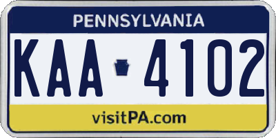 PA license plate KAA4102