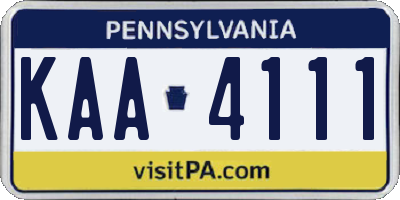 PA license plate KAA4111