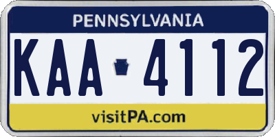 PA license plate KAA4112