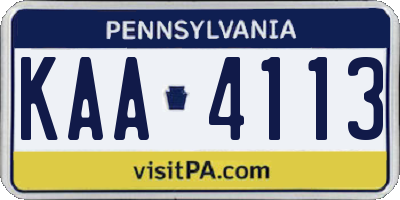 PA license plate KAA4113