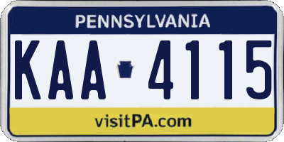 PA license plate KAA4115