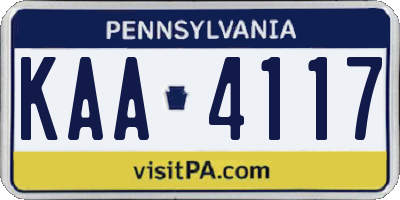 PA license plate KAA4117