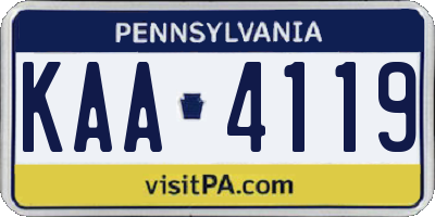PA license plate KAA4119