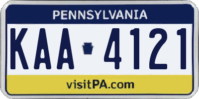 PA license plate KAA4121