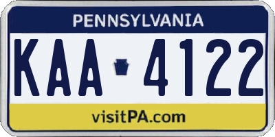 PA license plate KAA4122