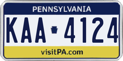 PA license plate KAA4124