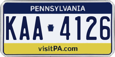 PA license plate KAA4126