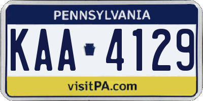 PA license plate KAA4129