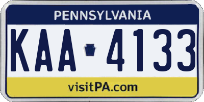 PA license plate KAA4133