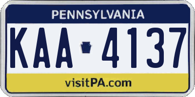 PA license plate KAA4137