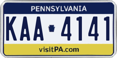 PA license plate KAA4141