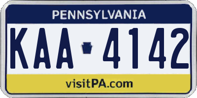 PA license plate KAA4142