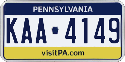 PA license plate KAA4149