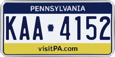 PA license plate KAA4152