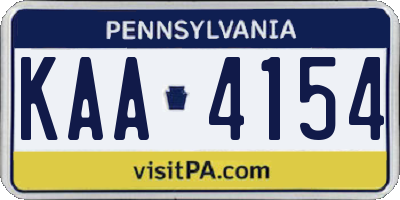 PA license plate KAA4154