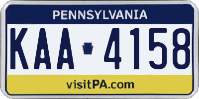 PA license plate KAA4158