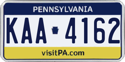 PA license plate KAA4162