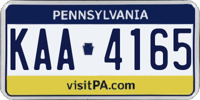 PA license plate KAA4165