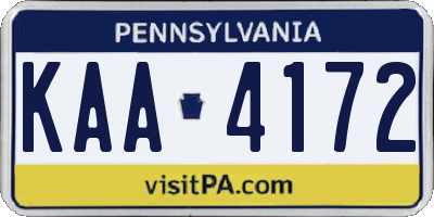 PA license plate KAA4172