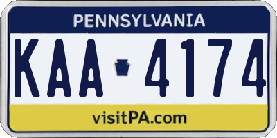 PA license plate KAA4174