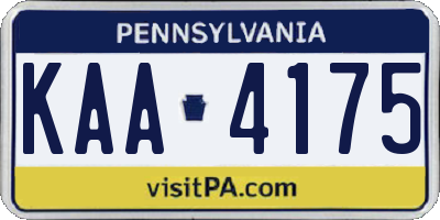 PA license plate KAA4175