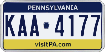 PA license plate KAA4177