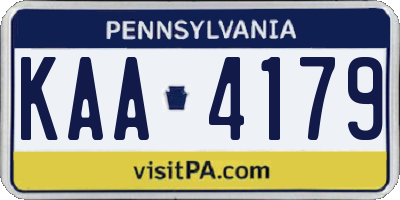 PA license plate KAA4179