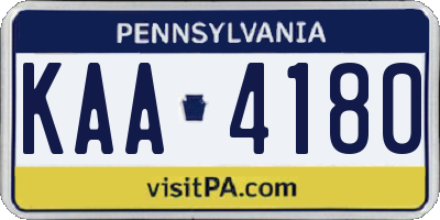 PA license plate KAA4180