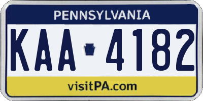 PA license plate KAA4182
