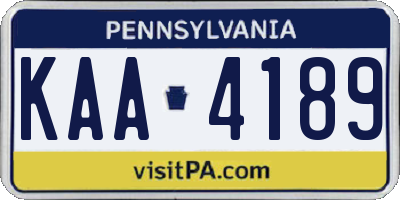 PA license plate KAA4189