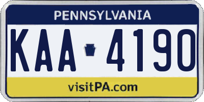 PA license plate KAA4190