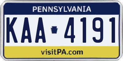 PA license plate KAA4191