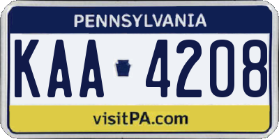 PA license plate KAA4208