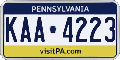 PA license plate KAA4223