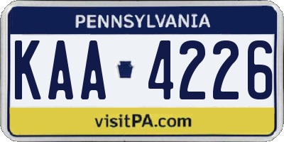 PA license plate KAA4226