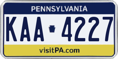 PA license plate KAA4227
