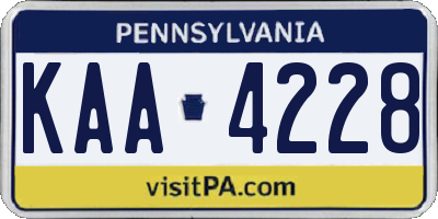 PA license plate KAA4228