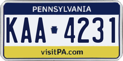 PA license plate KAA4231